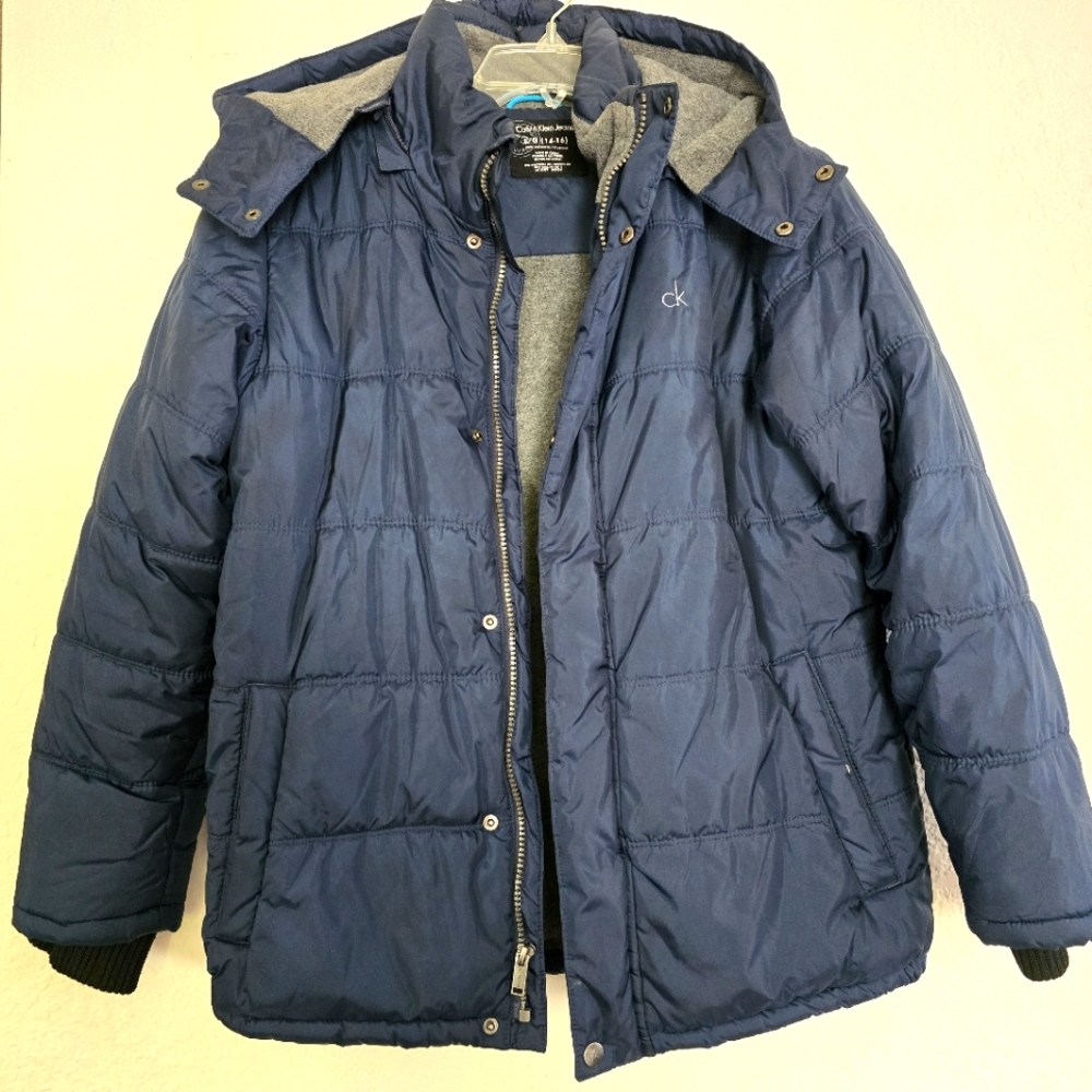 Calvin Klein Boys Hooded Blue Puffer Jacket Size L/G 14-16